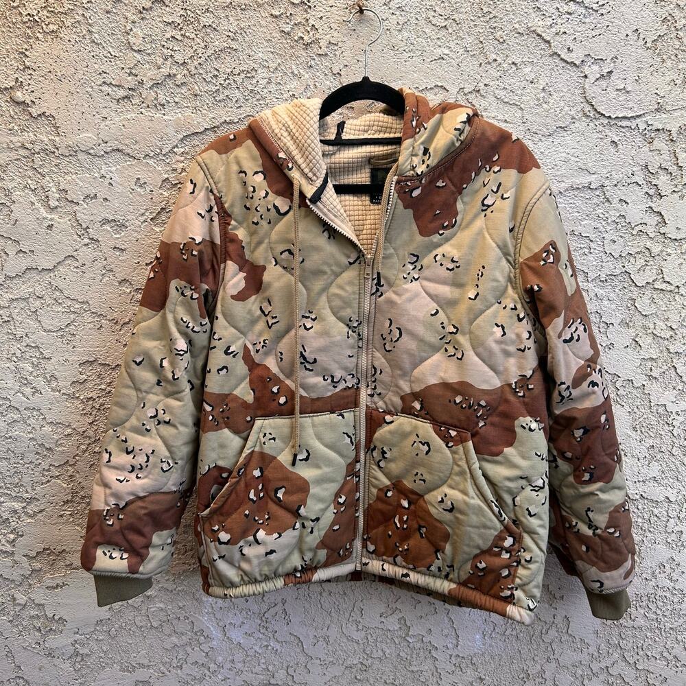 McGuire Gear Desert Camo Quilted Hooded Jacket Made in USA Size M